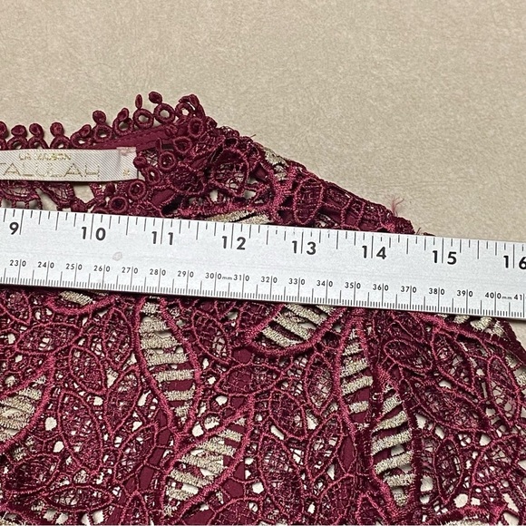 La Maison Talulah Dress Women’s Size Medium Mulberry/Gold The Passion Lace LS - Picture 11 of 16